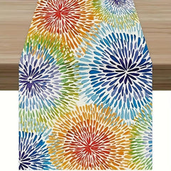 Polyester Table Runner Linen Rainbow Spring Summer Seasonal Table Runner