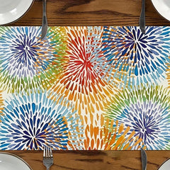 Polyester Table Runner Linen Rainbow Spring Summer Seasonal Table Runner
