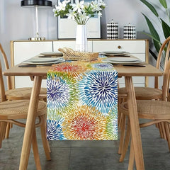 Polyester Table Runner Linen Rainbow Spring Summer Seasonal Table Runner