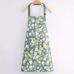 Adjustable Linen Flower Apron With Pockets - Stain Resistant Halter Apron