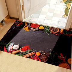 Spice Printed Kitchen Rugs Absorbent Non Slip Cushioned Floor Mat