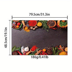Spice Printed Kitchen Rugs Absorbent Non Slip Cushioned Floor Mat