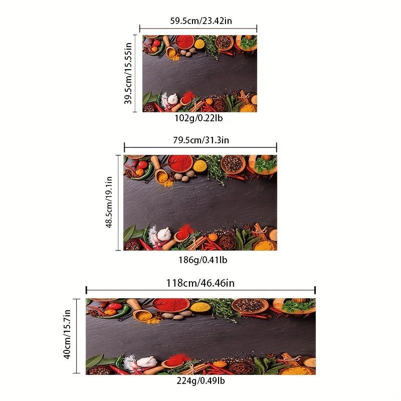 Spice Printed Kitchen Rugs Absorbent Non Slip Cushioned Floor Mat