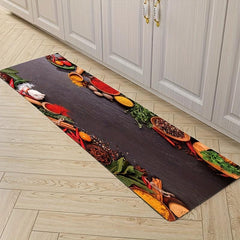 Spice Printed Kitchen Rugs Absorbent Non Slip Cushioned Floor Mat