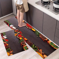 Spice Printed Kitchen Rugs Absorbent Non Slip Cushioned Floor Mat