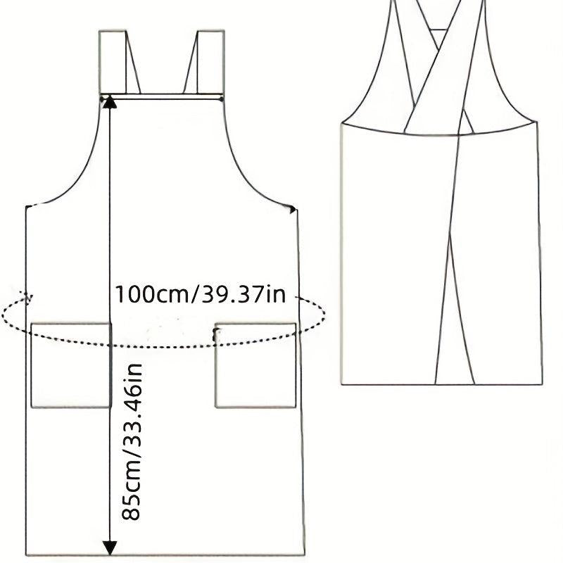 Waterproof Linen Apron w/ Adjustable Suspenders for Waiter Work
