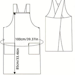 Waterproof Linen Apron w/ Adjustable Suspenders for Waiter Work