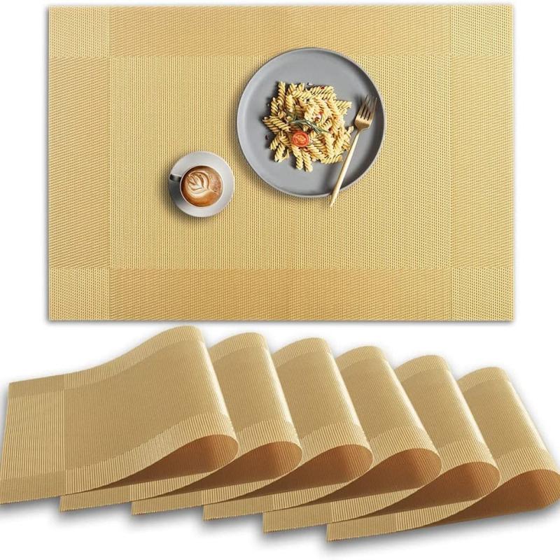 6pcs Non Slip Heat Resistant Placemats Washable Vinyl Table Mats