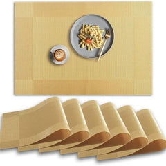 6pcs Non Slip Heat Resistant Placemats Washable Vinyl Table Mats