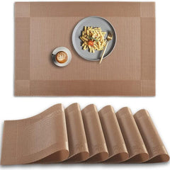 6pcs Non Slip Heat Resistant Placemats Washable Vinyl Table Mats