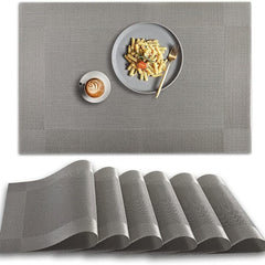 6pcs Non Slip Heat Resistant Placemats Washable Vinyl Table Mats