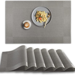 6pcs Non Slip Heat Resistant Placemats Washable Vinyl Table Mats
