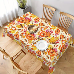 Thanksgiving Pumpkin Pattern Tablecloth Round Polyester Anti-stain Washable