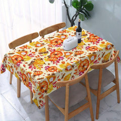 Thanksgiving Pumpkin Pattern Tablecloth Round Polyester Anti-stain Washable