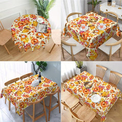 Thanksgiving Pumpkin Pattern Tablecloth Round Polyester Anti-stain Washable