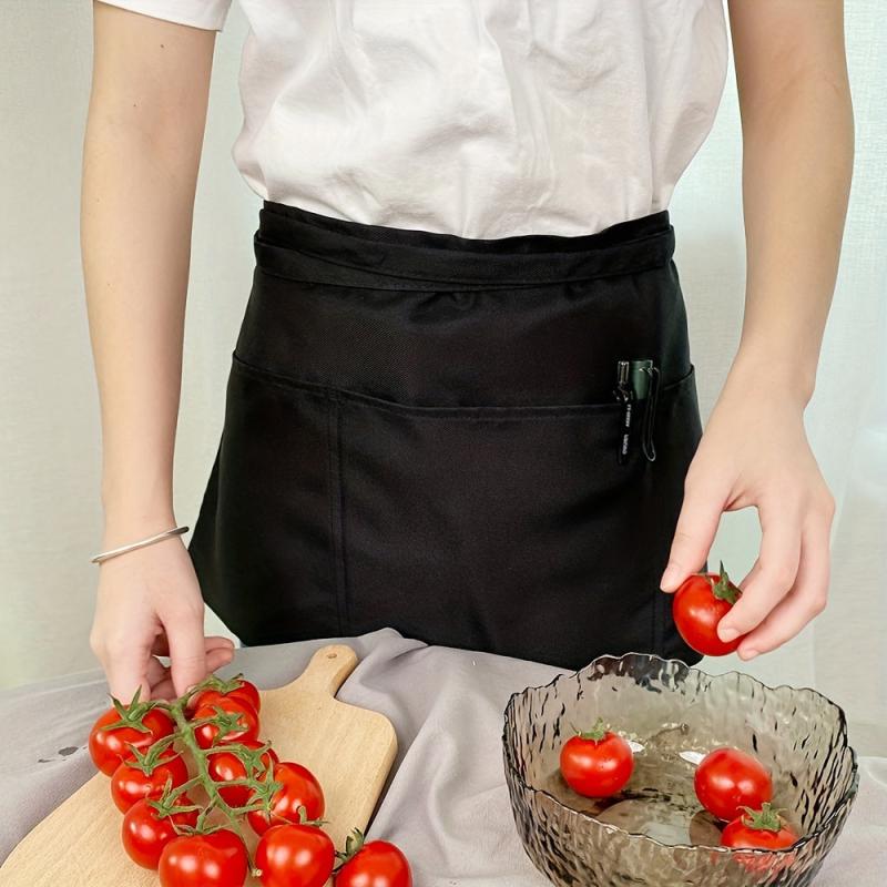 Stain Resistant Polyester Server Apron with Pockets for Chefs Cooks Bakers