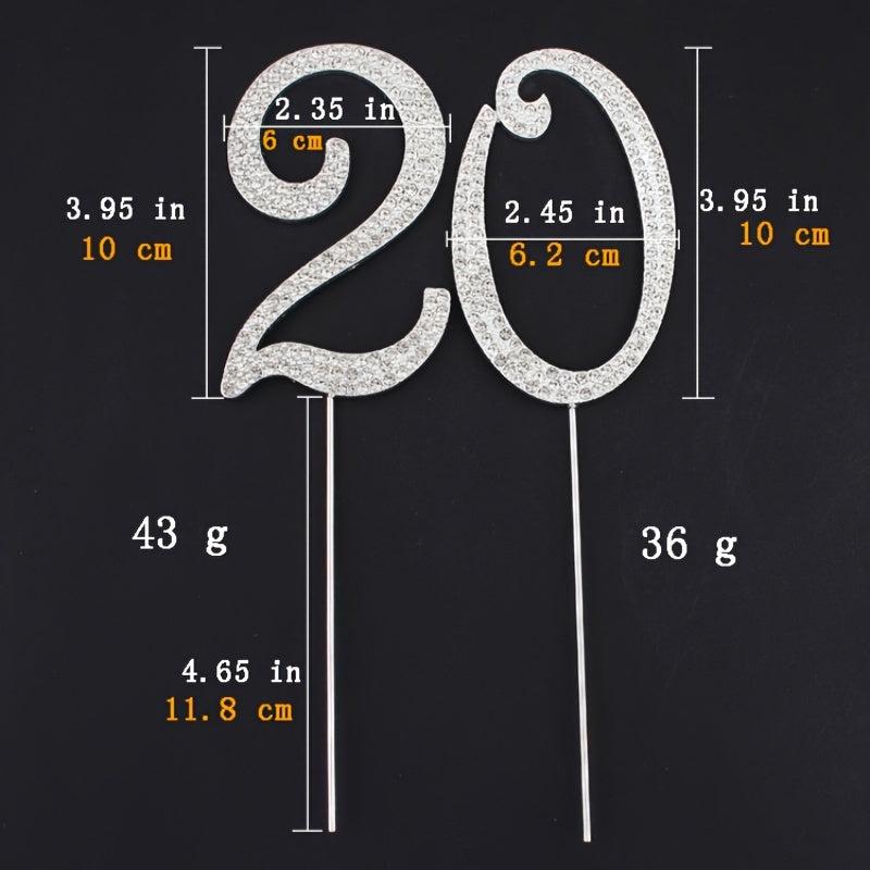 Shinning Diamond Number Cake Topper for Birthday Party Dessert Age Toppers
