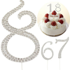 Shinning Diamond Number Cake Topper for Birthday Party Dessert Age Toppers