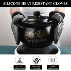4 Silicone Oven Mitts & Pot Holders Sets Heat Resistant Gloves & Hot Pads