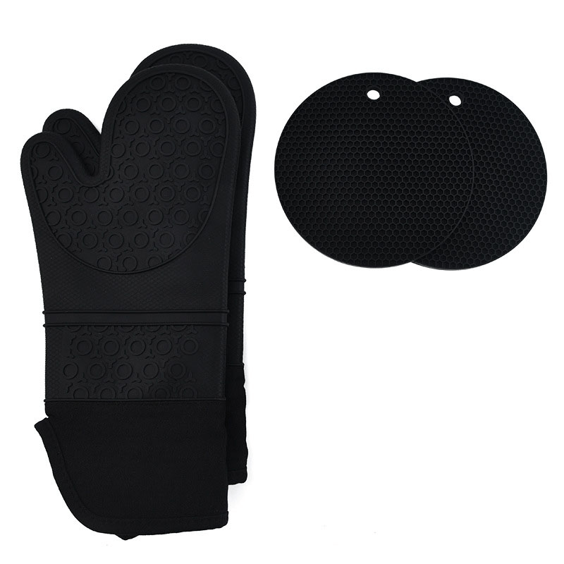 4 Silicone Oven Mitts & Pot Holders Sets Heat Resistant Gloves & Hot Pads