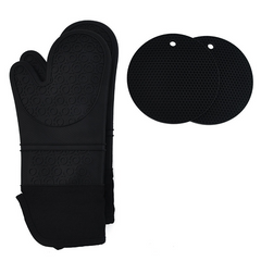 4 Silicone Oven Mitts & Pot Holders Sets Heat Resistant Gloves & Hot Pads