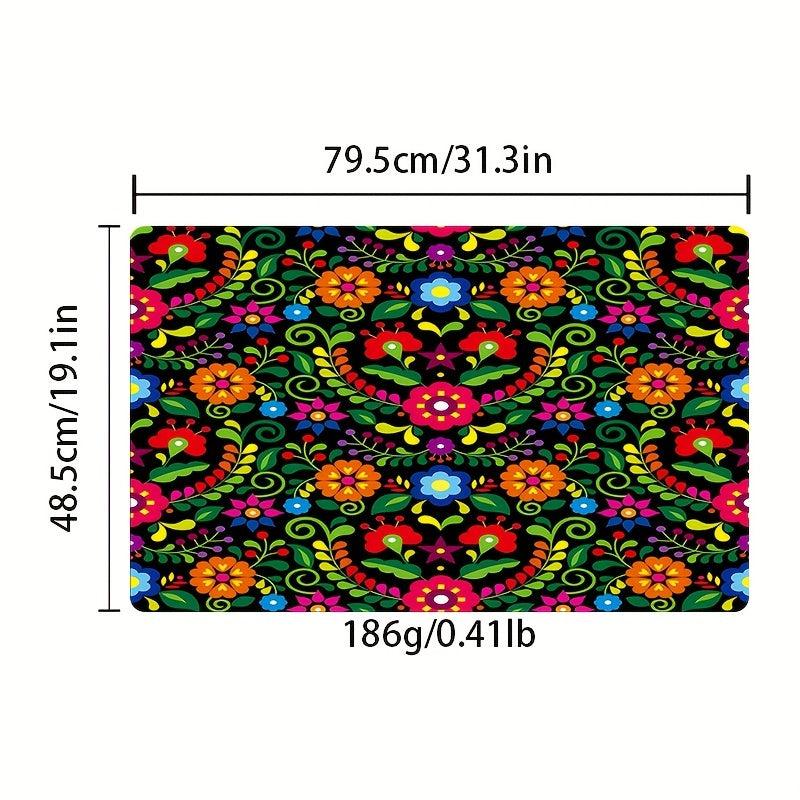 Non-slip Floral Waterproof Area Rug Machine Washable Absorbent Floor Rug