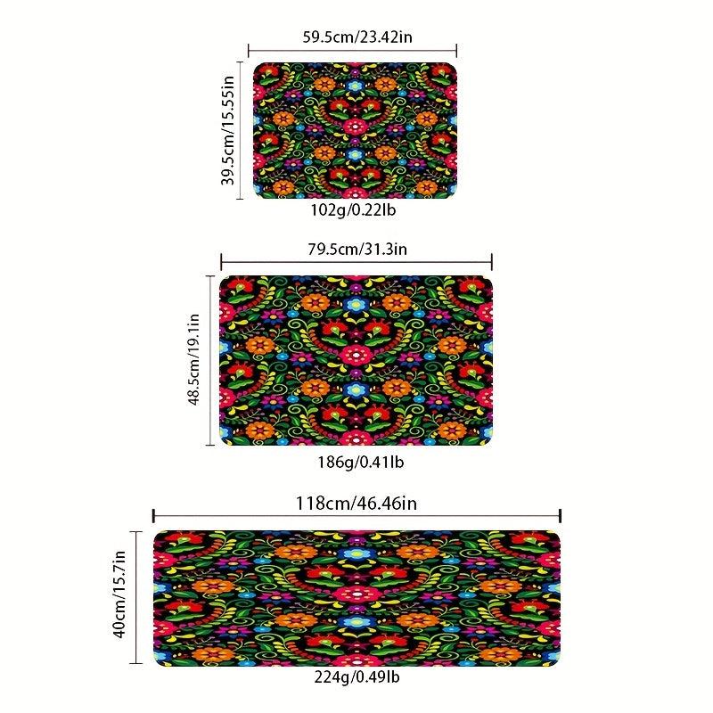 Non-slip Floral Waterproof Area Rug Machine Washable Absorbent Floor Rug