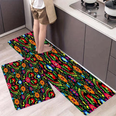 Non-slip Floral Waterproof Area Rug Machine Washable Absorbent Floor Rug