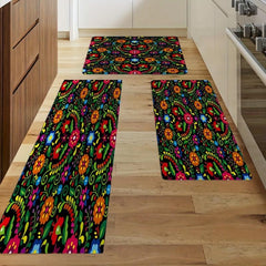 Non-slip Floral Waterproof Area Rug Machine Washable Absorbent Floor Rug