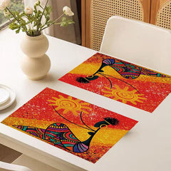 4pcs Exotic Pattern Placemats Non Slip Heat Resistant Washable Dining Table Mats