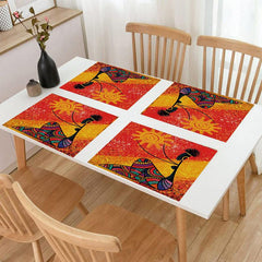 4pcs Exotic Pattern Placemats Non Slip Heat Resistant Washable Dining Table Mats