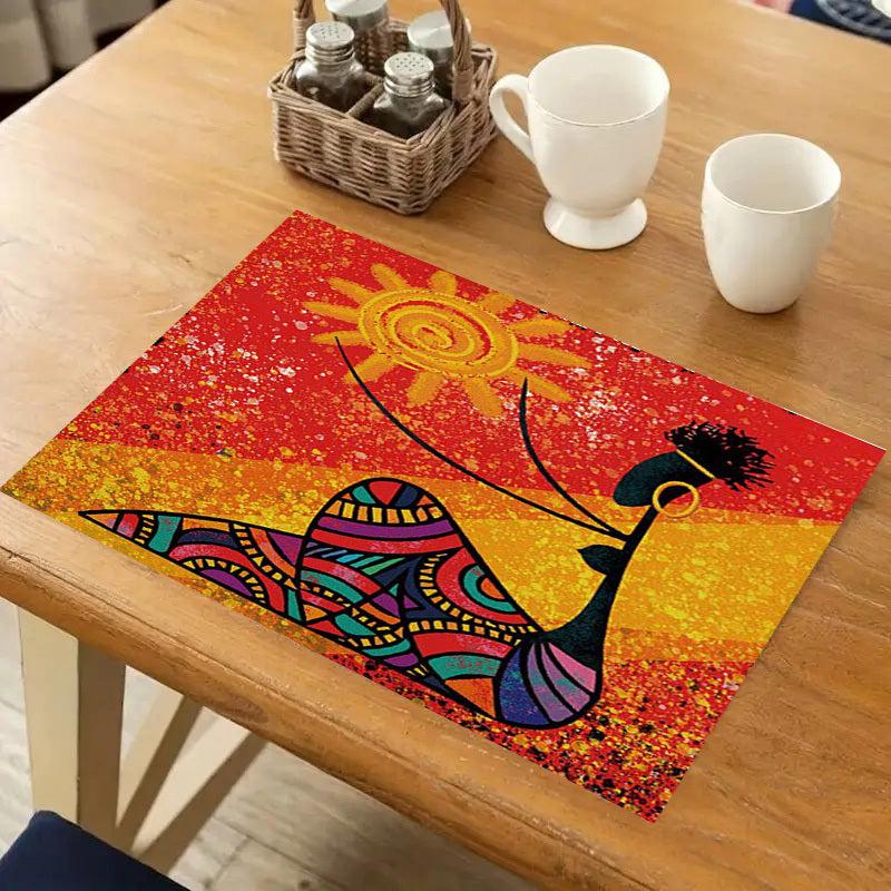 4pcs Exotic Pattern Placemats Non Slip Heat Resistant Washable Dining Table Mats