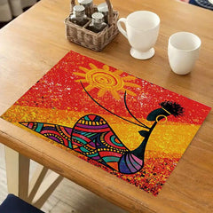 4pcs Exotic Pattern Placemats Non Slip Heat Resistant Washable Dining Table Mats