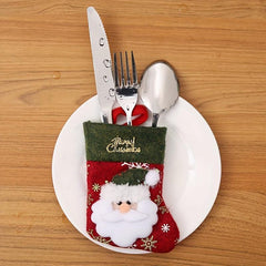 Christmas Cutlery Cover Cloth Hat Shape Tableware Storage Christmas Decor