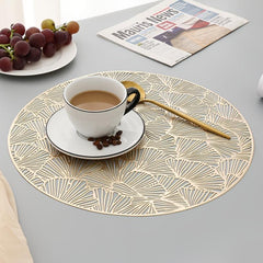 Round Bronzing Placemat Ginkgo Leaf Pattern Large Coaster