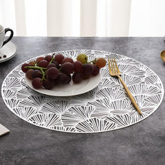 Round Bronzing Placemat Ginkgo Leaf Pattern Large Coaster