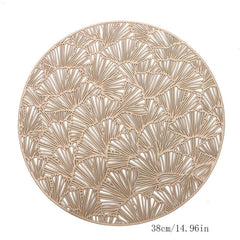 Round Bronzing Placemat Ginkgo Leaf Pattern Large Coaster