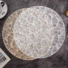 Round Bronzing Placemat Ginkgo Leaf Pattern Large Coaster