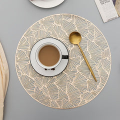 Round Bronzing Placemat Ginkgo Leaf Pattern Large Coaster