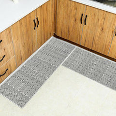 Boho Vintage Striped Kitchen Rug Absorbent Non Slip Stain Resistant