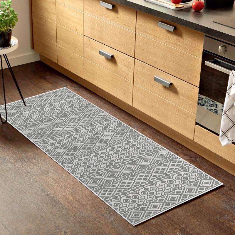 Boho Vintage Striped Kitchen Rug Absorbent Non Slip Stain Resistant