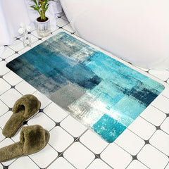 Abstract Turquoise & Gray Kitchen Rug