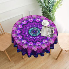 Boho Circle Table Cloth Stain-Resistant Water Repellent Round Tablecloth