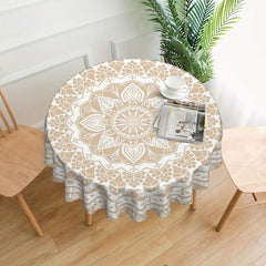 Boho Circle Table Cloth Stain-Resistant Water Repellent Round Tablecloth