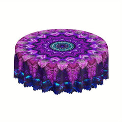Boho Circle Table Cloth Stain-Resistant Water Repellent Round Tablecloth