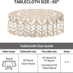 Boho Circle Table Cloth Stain-Resistant Water Repellent Round Tablecloth