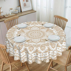 Boho Circle Table Cloth Stain-Resistant Water Repellent Round Tablecloth