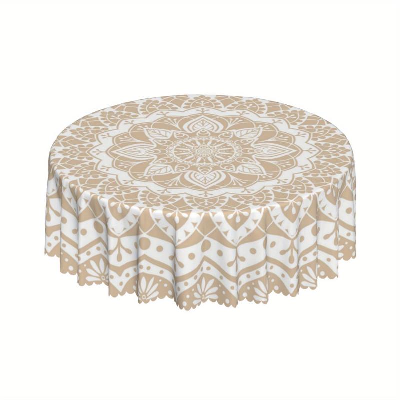 Boho Circle Table Cloth Stain-Resistant Water Repellent Round Tablecloth