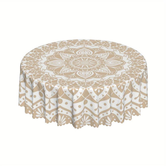 Boho Circle Table Cloth Stain-Resistant Water Repellent Round Tablecloth