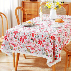 Chinese Flowers Tablecloth Cotton Blend for Party Picnic Dinner